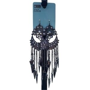 3/$25 Ella Intricate Black Dangle Statement Earrings